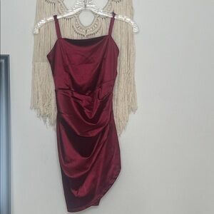 Honey and Rosie Deep Red Satin Mini Dress